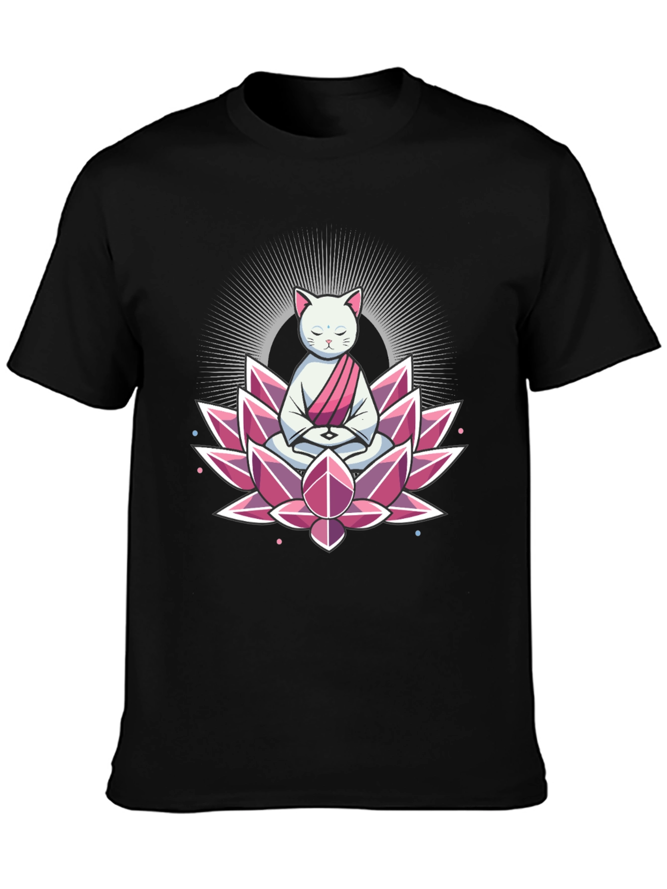Zen Cat Lotus T-Shirt - Meditating Feline Tee