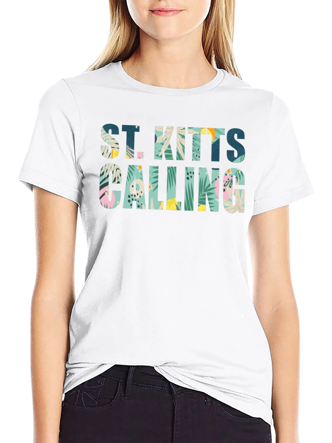 St. Kitts Calling Graphic T-Shirt | Tropical Print Tee