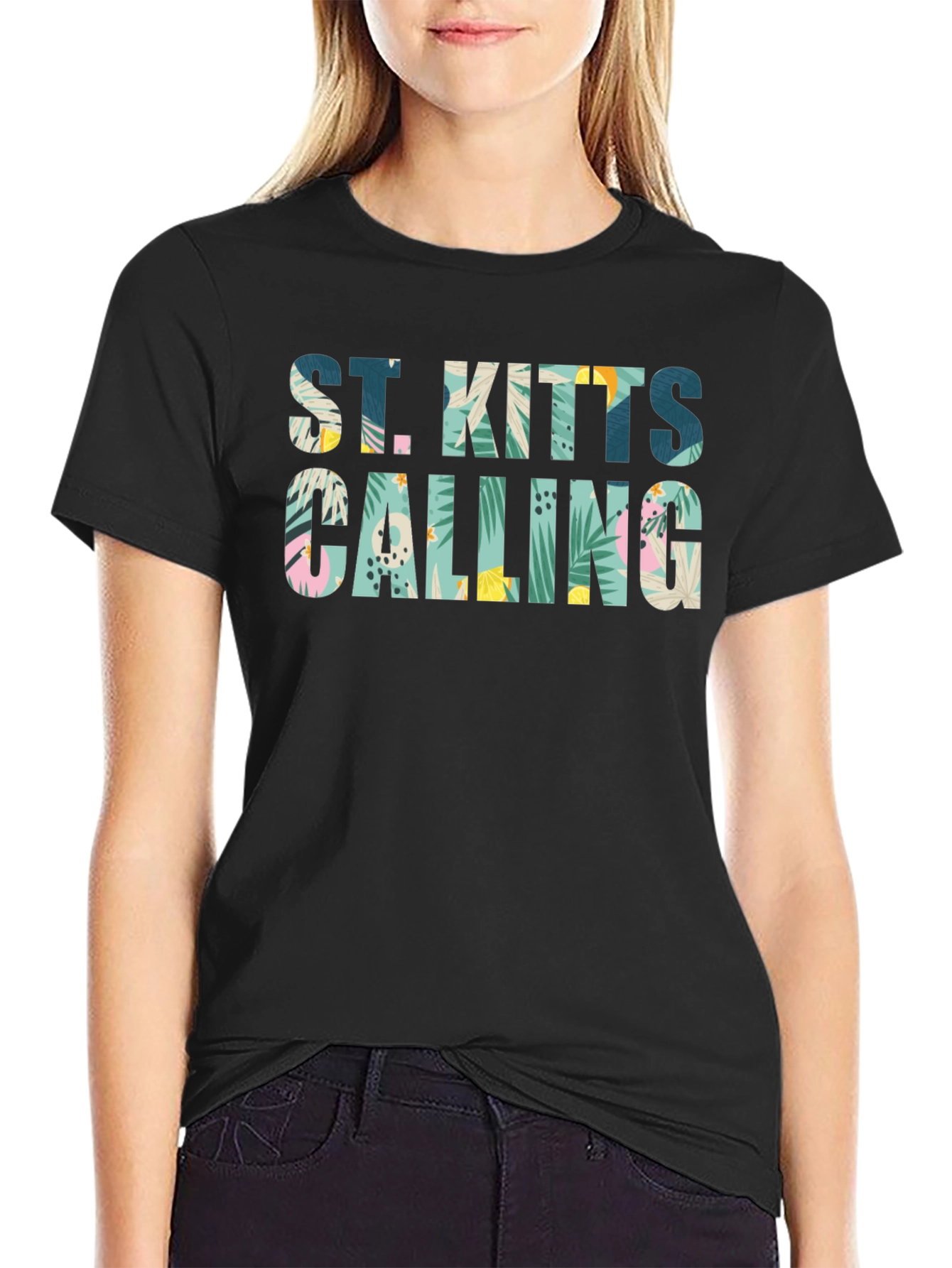 St. Kitts Calling Graphic T-Shirt | Tropical Print Tee