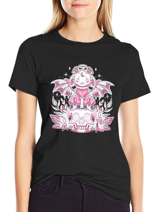 Cute Pastel Goth Skull T-Shirt - Black