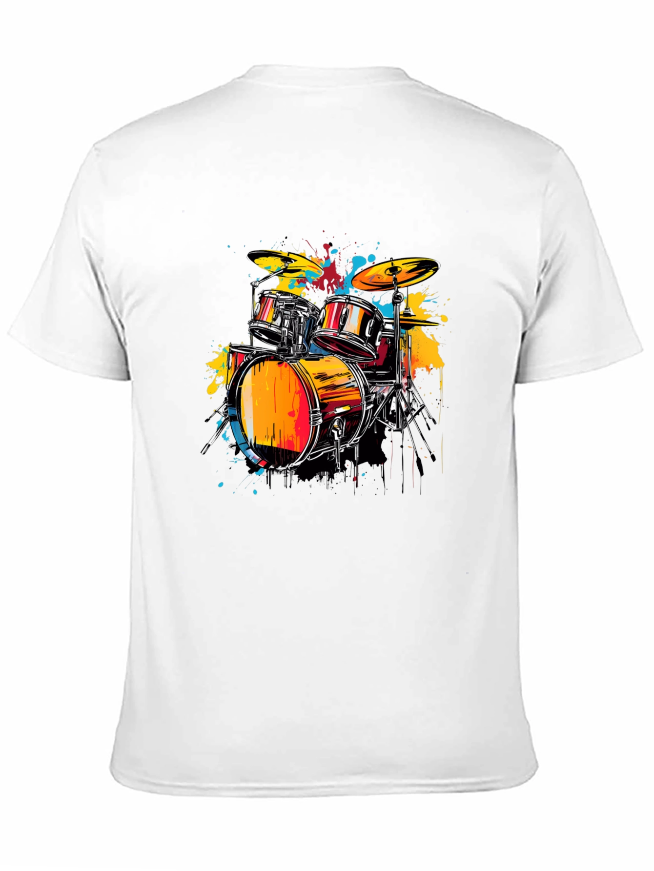 Vibrant Drums Graphic Tee - Black Cotton T-Shirt