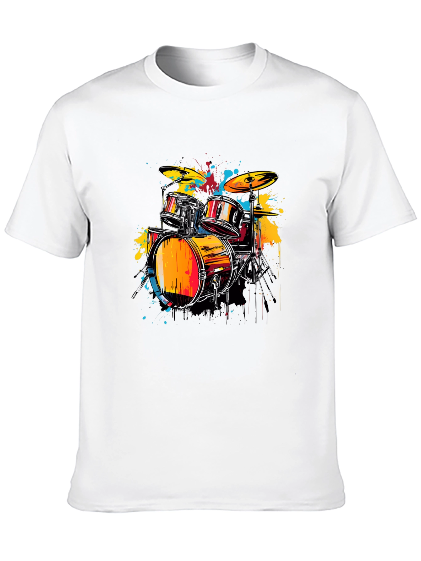 Vibrant Drums Graphic Tee - Black Cotton T-Shirt