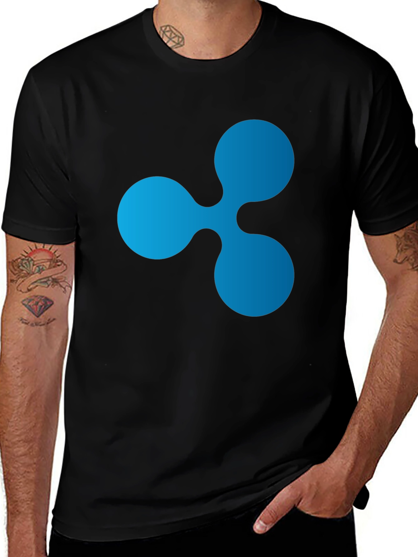 Ripple Crypto Logo Black T-Shirt
