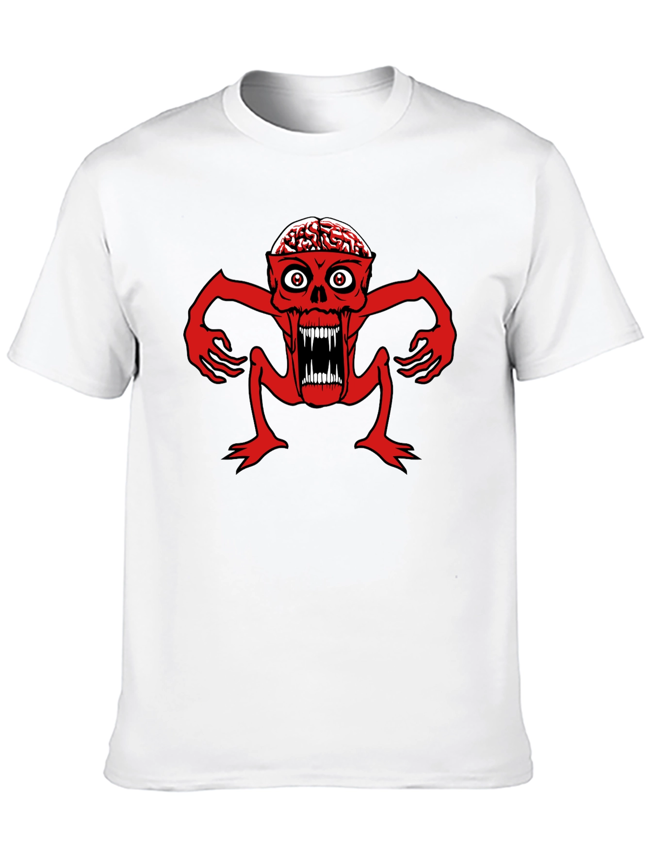 Brain Eating Monster Graphic T-Shirt - Black