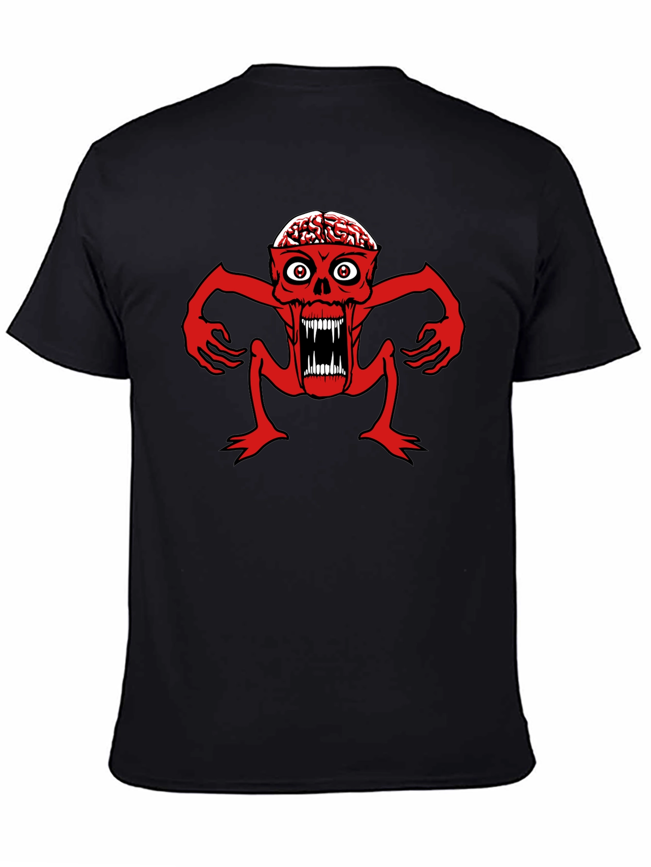 Brain Eating Monster Graphic T-Shirt - Black