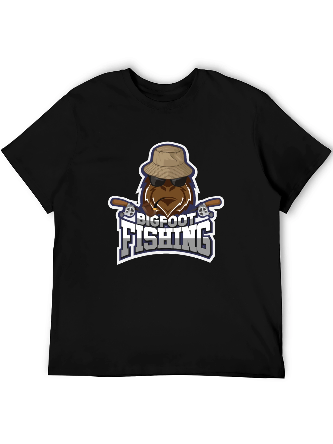 Bigfoot Fishing Black T-Shirt