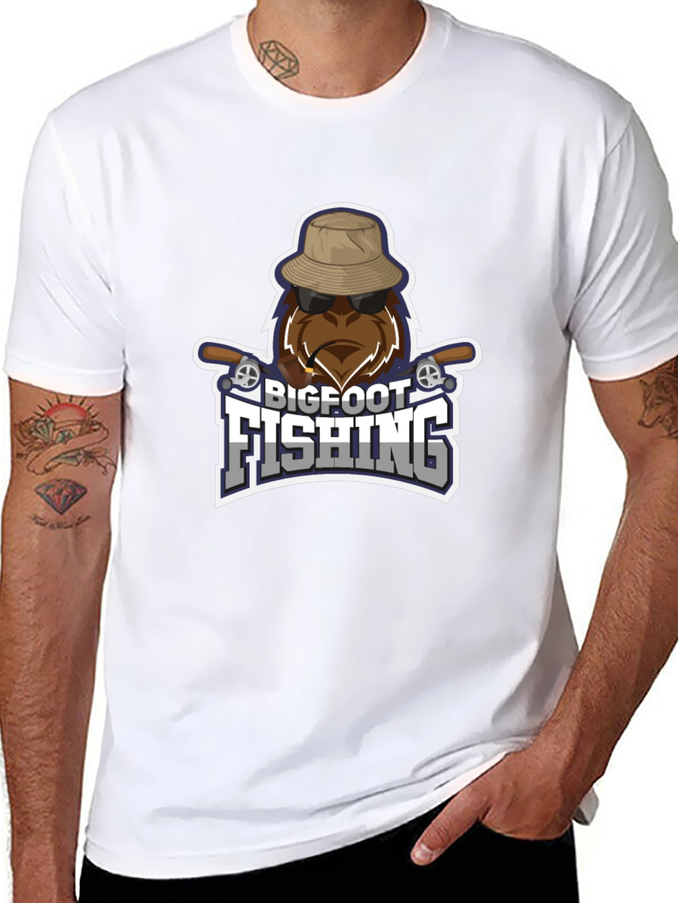 Bigfoot Fishing Black T-Shirt