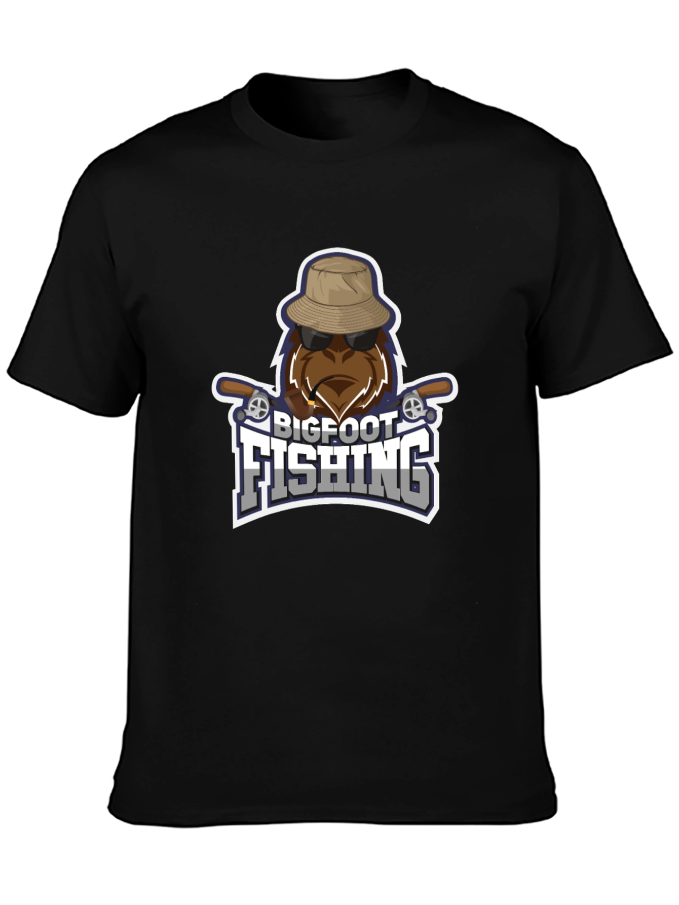 Bigfoot Fishing Black T-Shirt