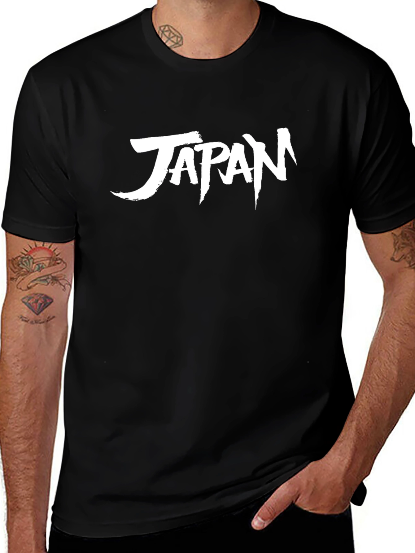 Japan Graphic Tee - Black Cotton Casual T-Shirt