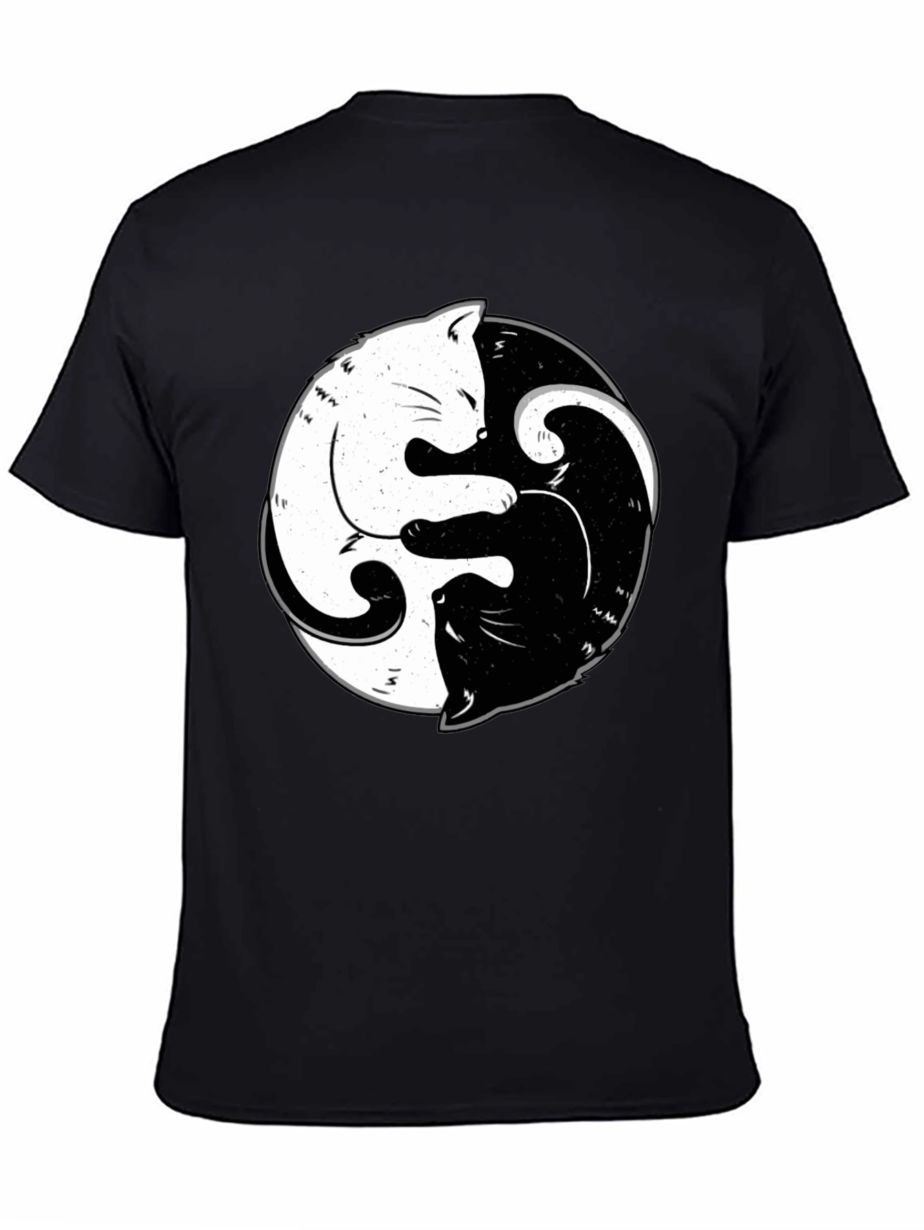 Yin Yang Cats Black T-Shirt