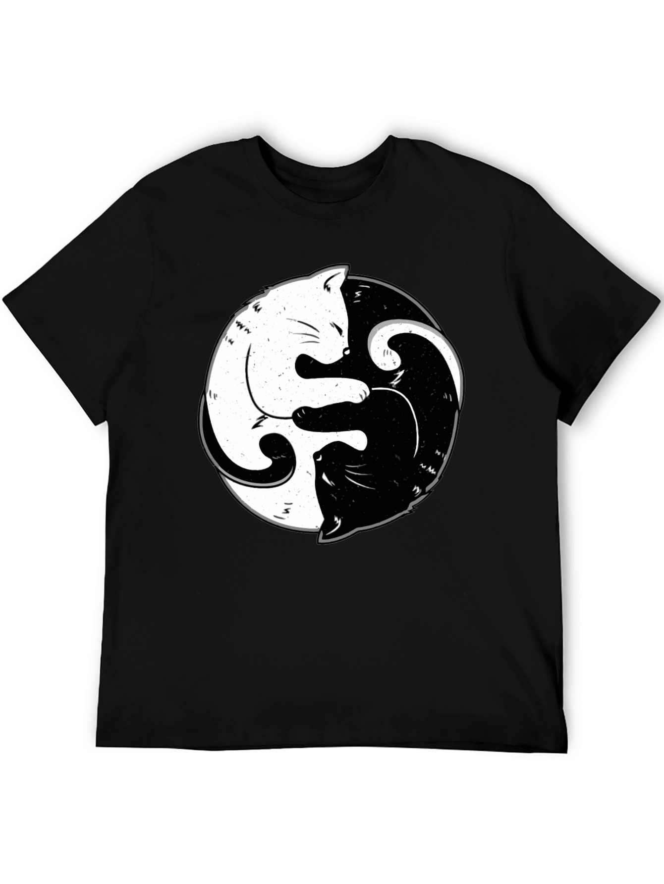 Yin Yang Cats Black T-Shirt
