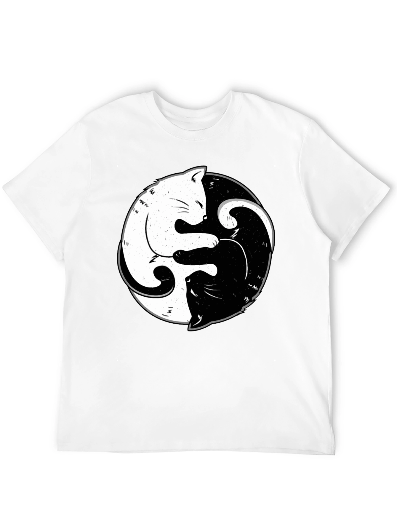 Yin Yang Cats Black T-Shirt