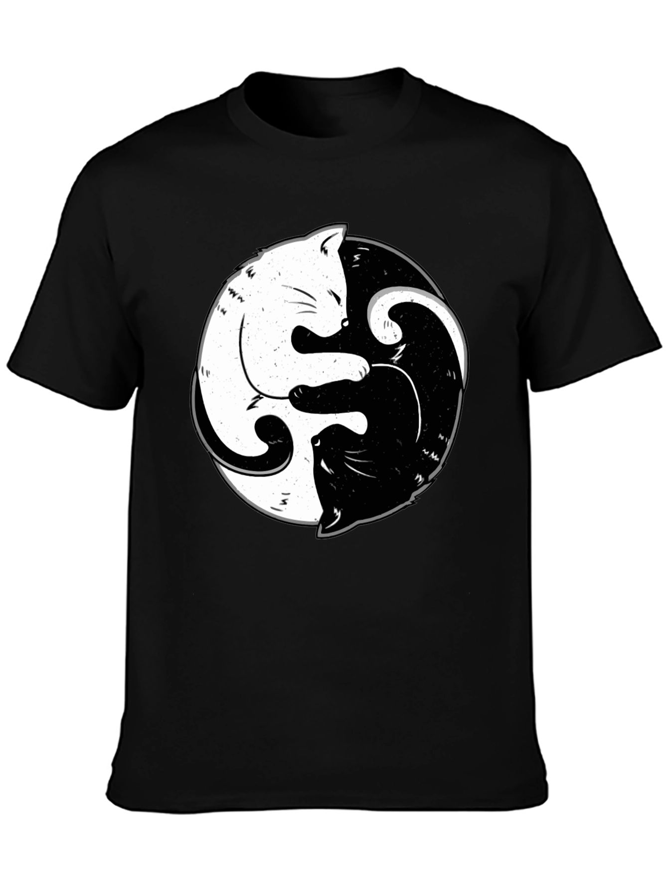 Yin Yang Cats Black T-Shirt