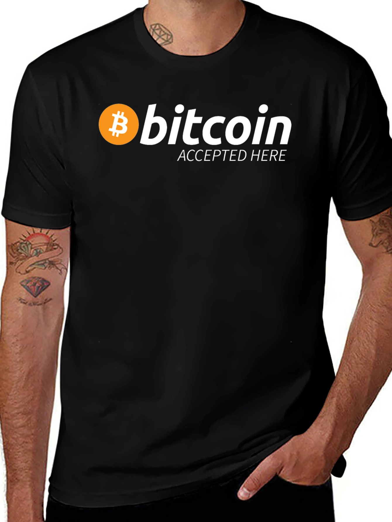 Bitcoin Accepted Here T-Shirt Crypto Currency BTC