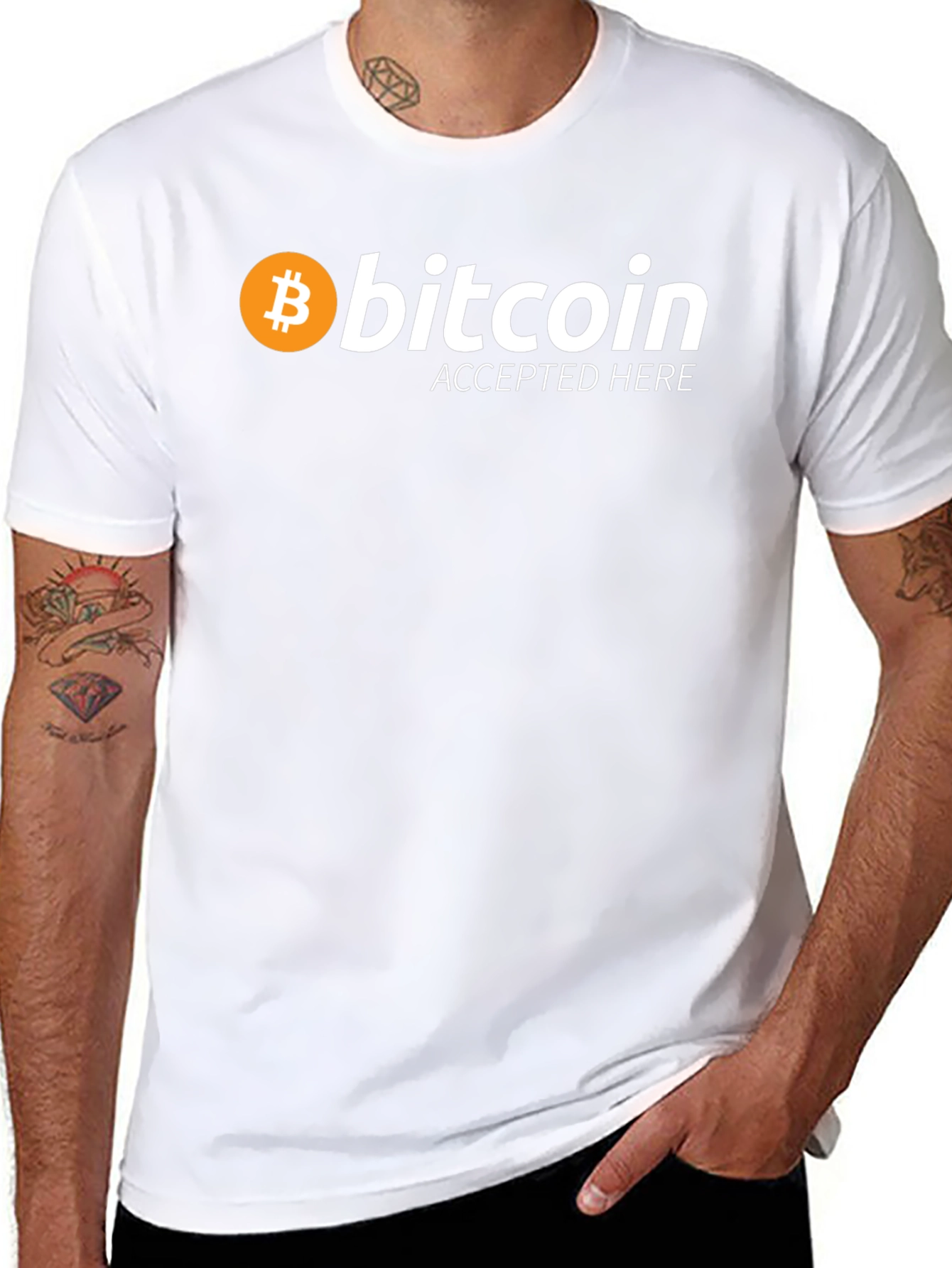 Bitcoin Accepted Here T-Shirt Crypto Currency BTC