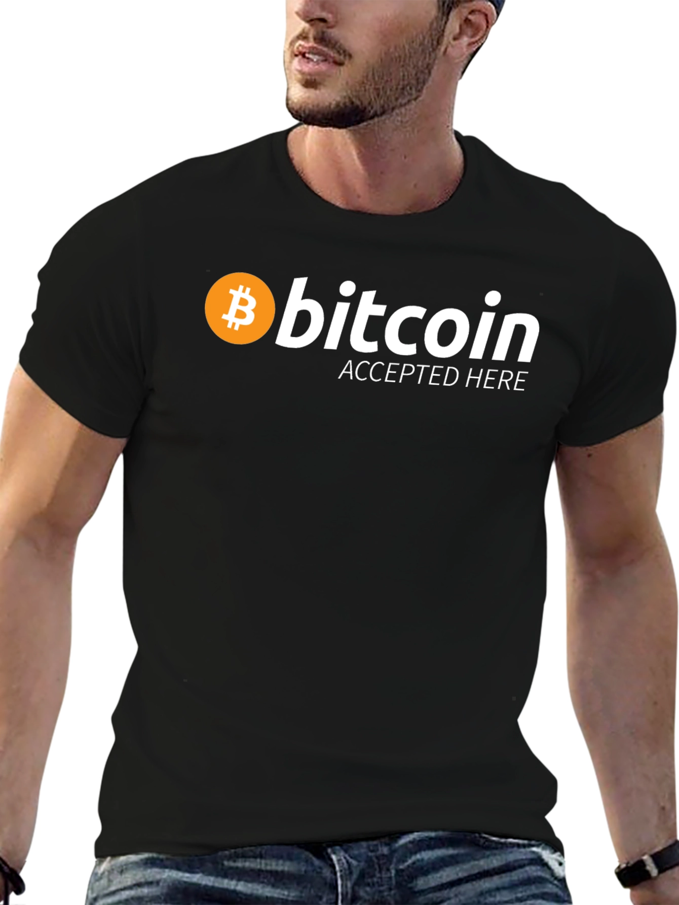 Bitcoin Accepted Here T-Shirt Crypto Currency BTC