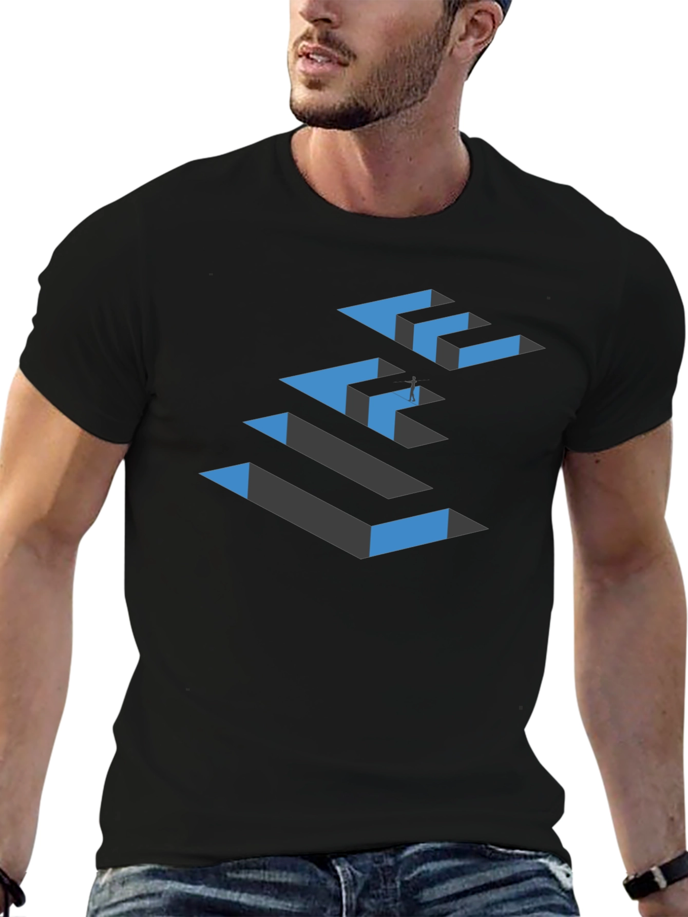 Life Maze Graphic Tee - Black Crew Neck