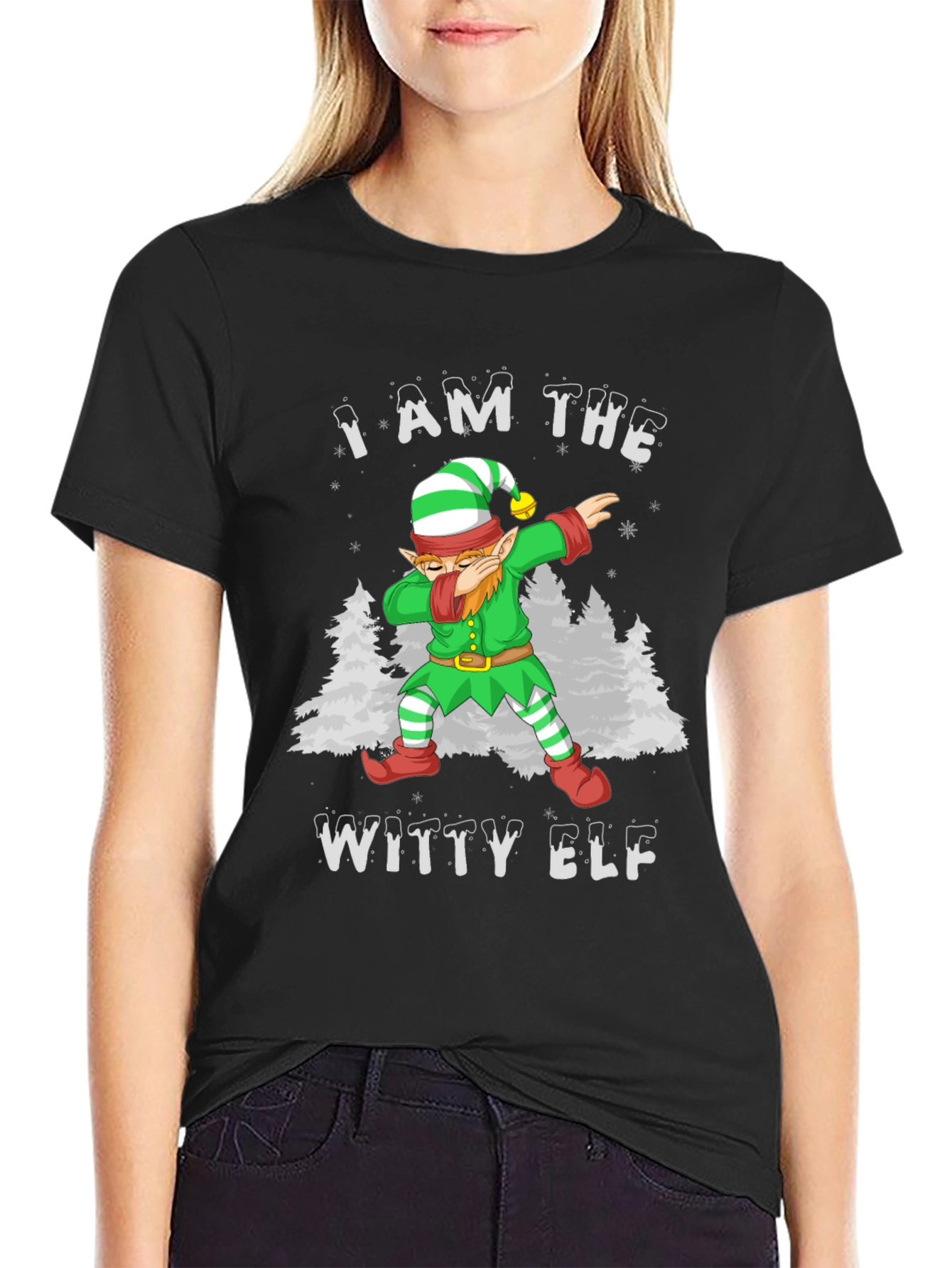 Witty Elf Dabbing T-Shirt - Holiday Fun