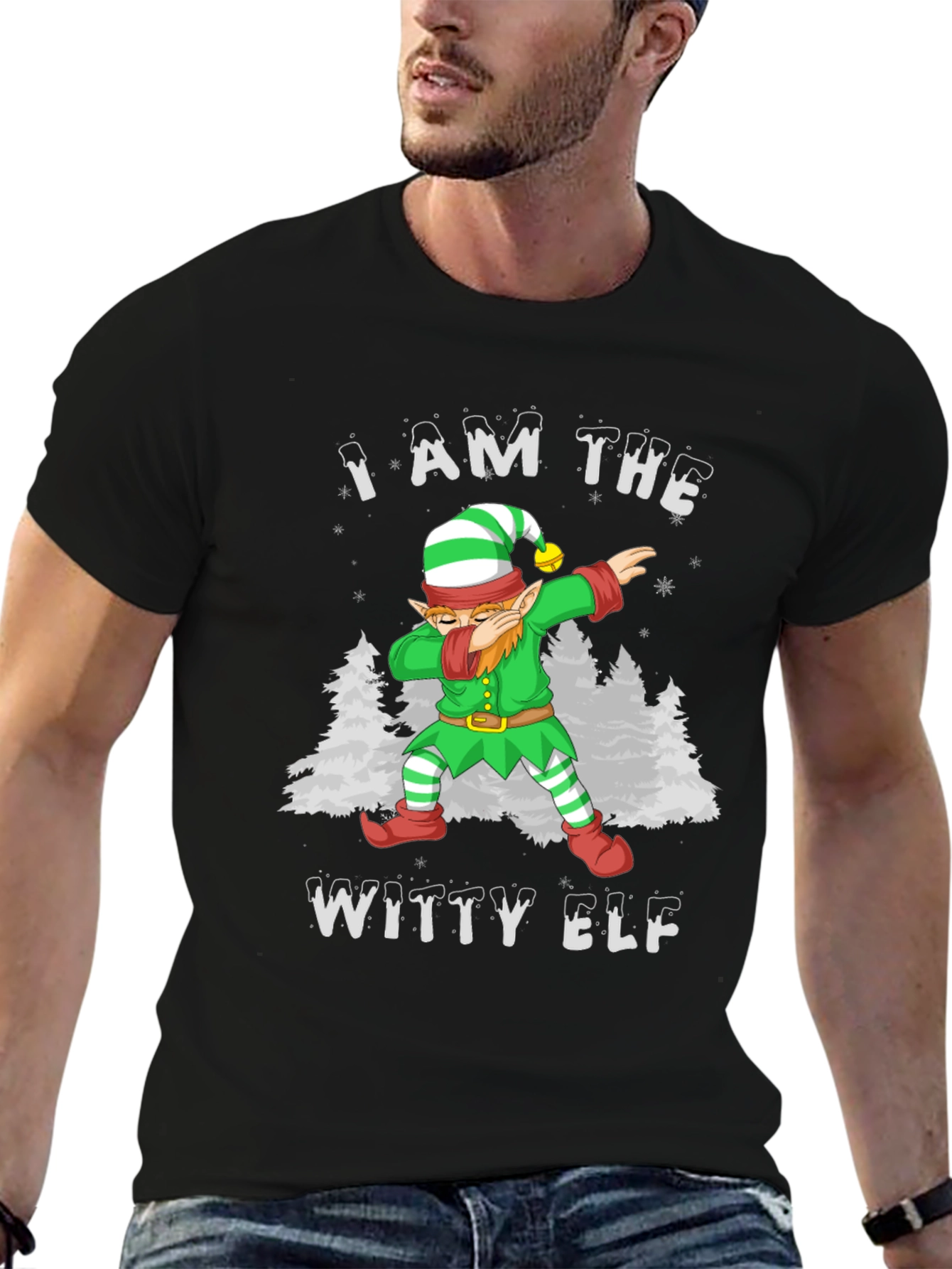 Witty Elf Dabbing T-Shirt - Holiday Fun