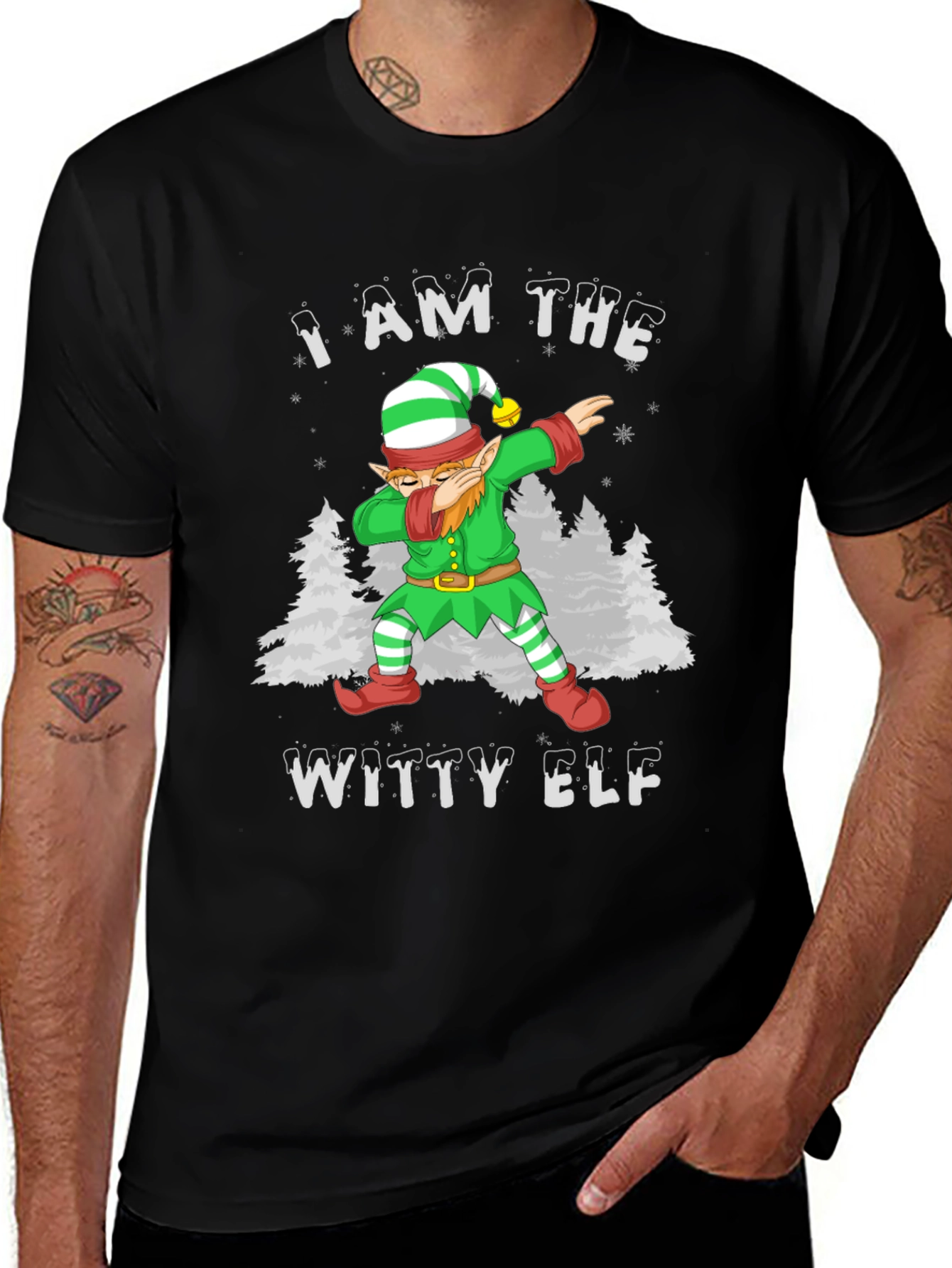 Witty Elf Dabbing T-Shirt - Holiday Fun