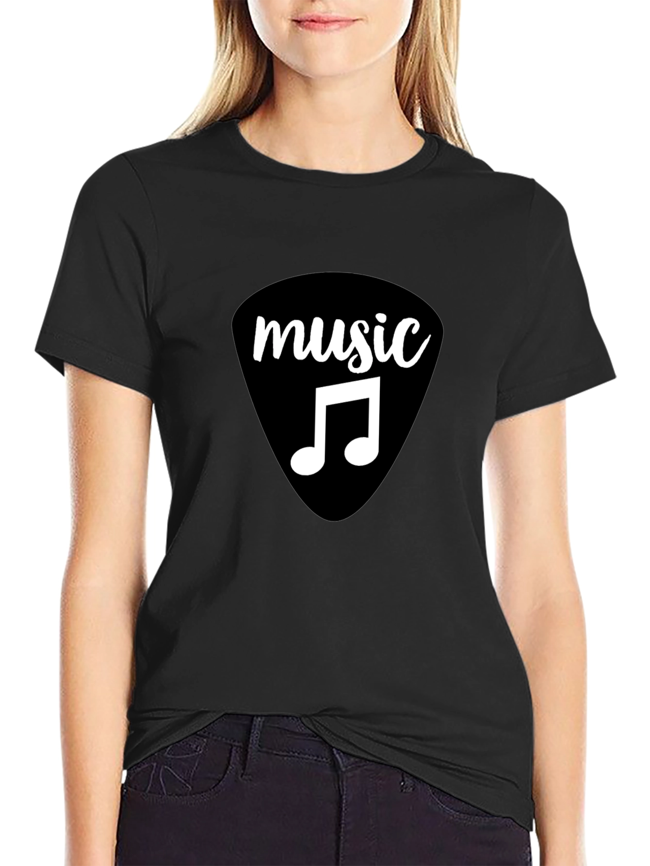 Music Graphic T-Shirt - Black Cotton Tee