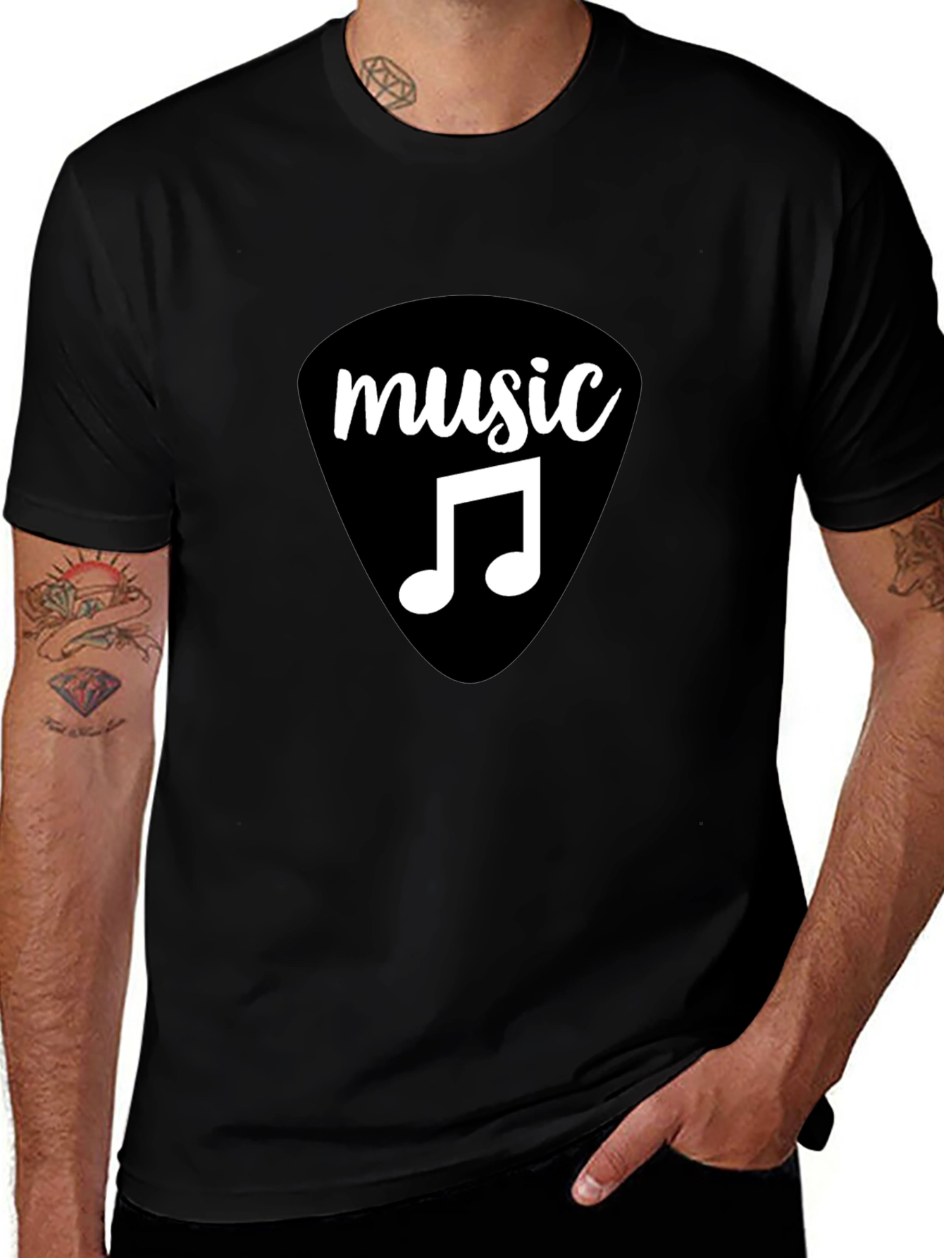 Music Graphic T-Shirt - Black Cotton Tee