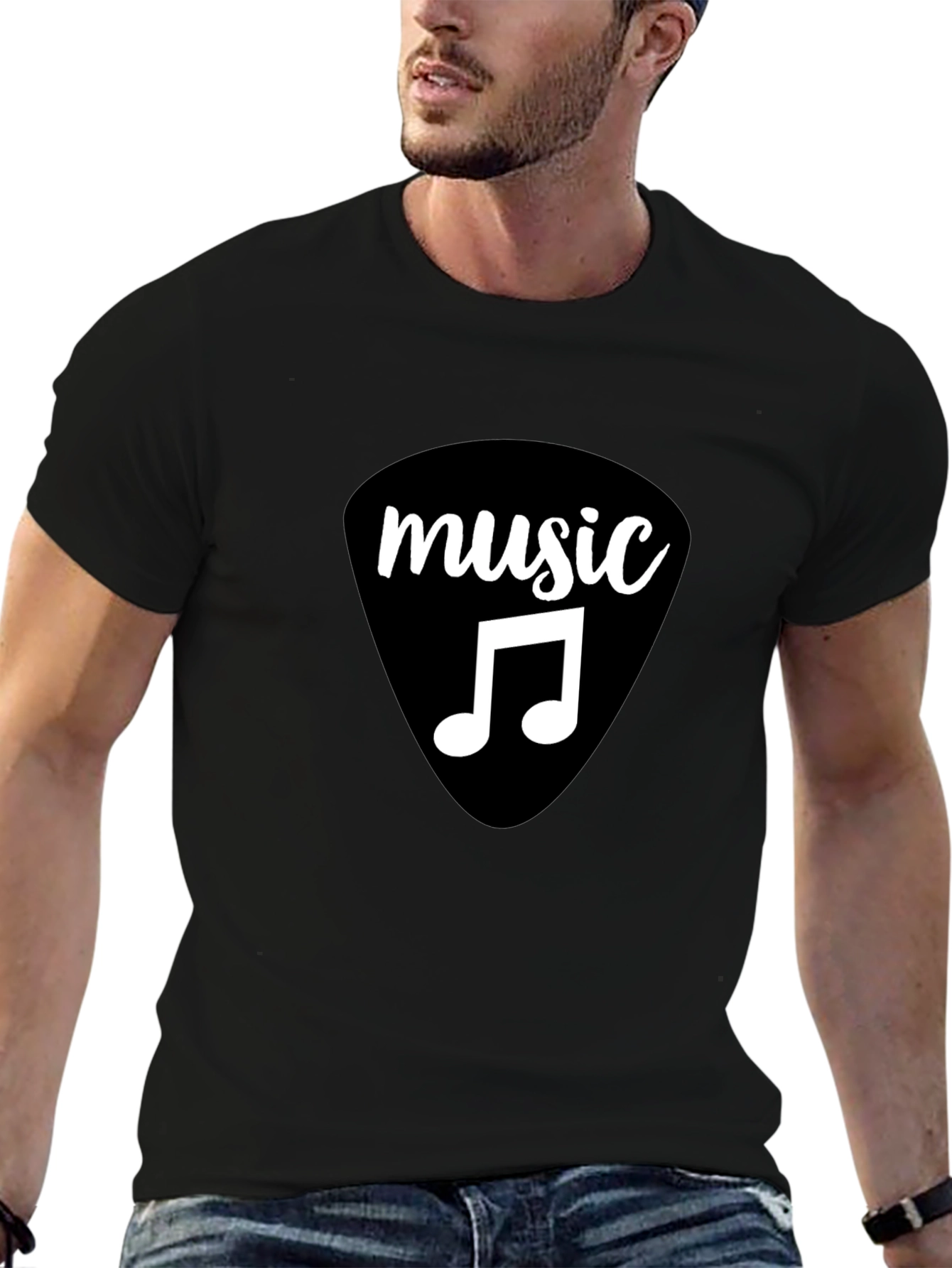 Music Graphic T-Shirt - Black Cotton Tee