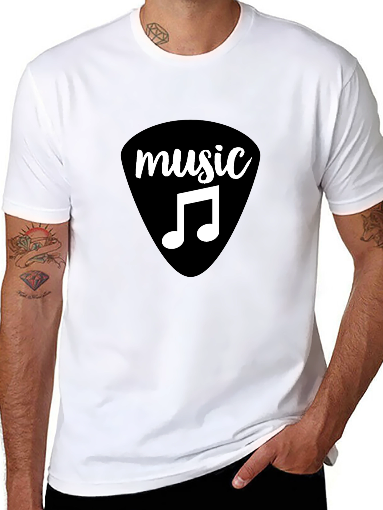 Music Graphic T-Shirt - Black Cotton Tee