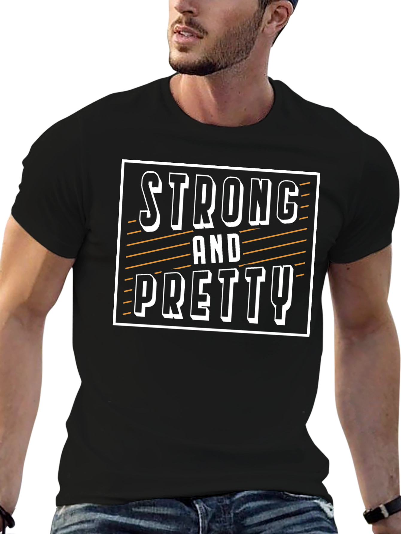 Strong and Pretty Graphic Print Black T-Shirt