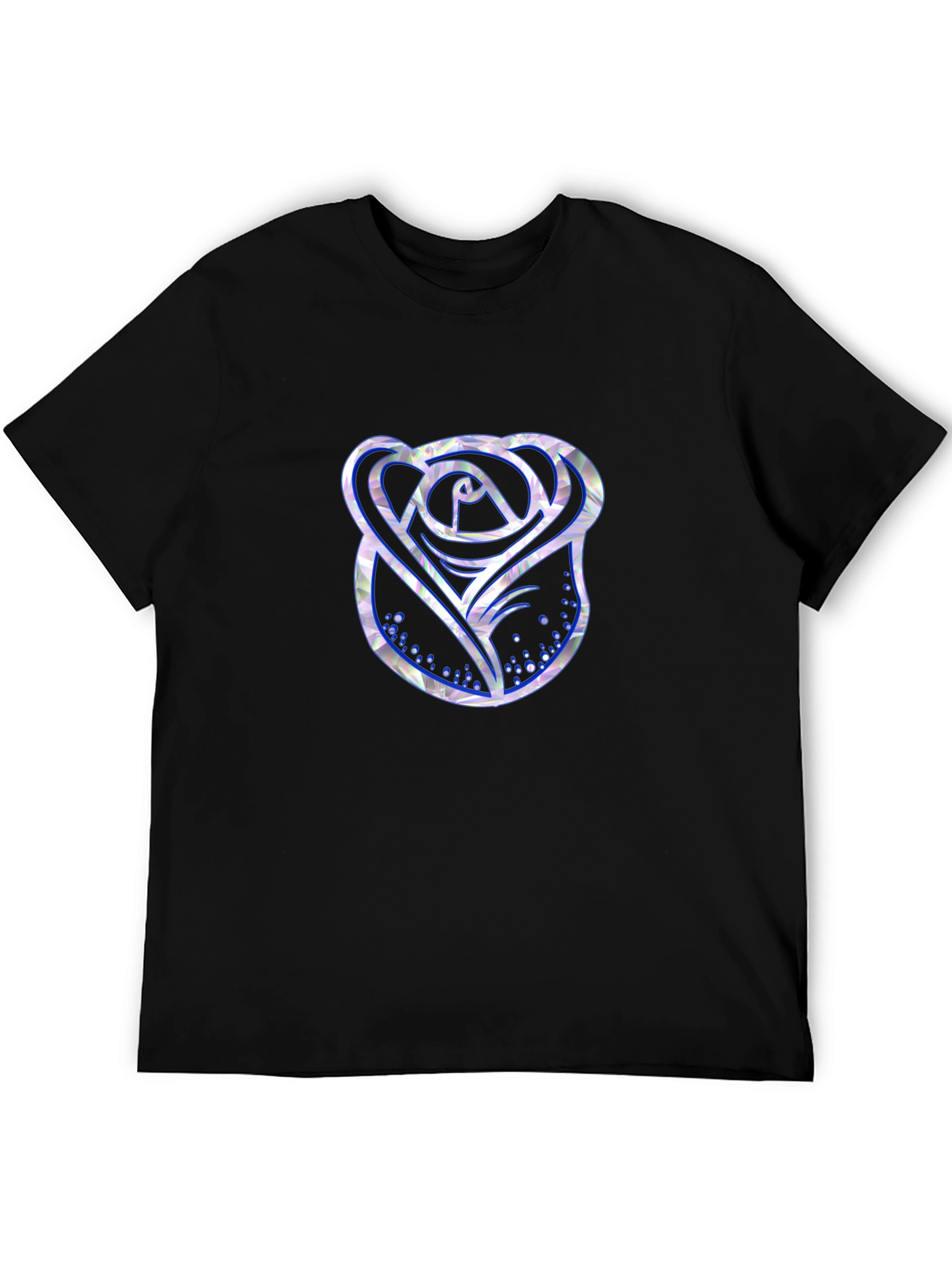 Rose Graphic Print Mens Black T-Shirt