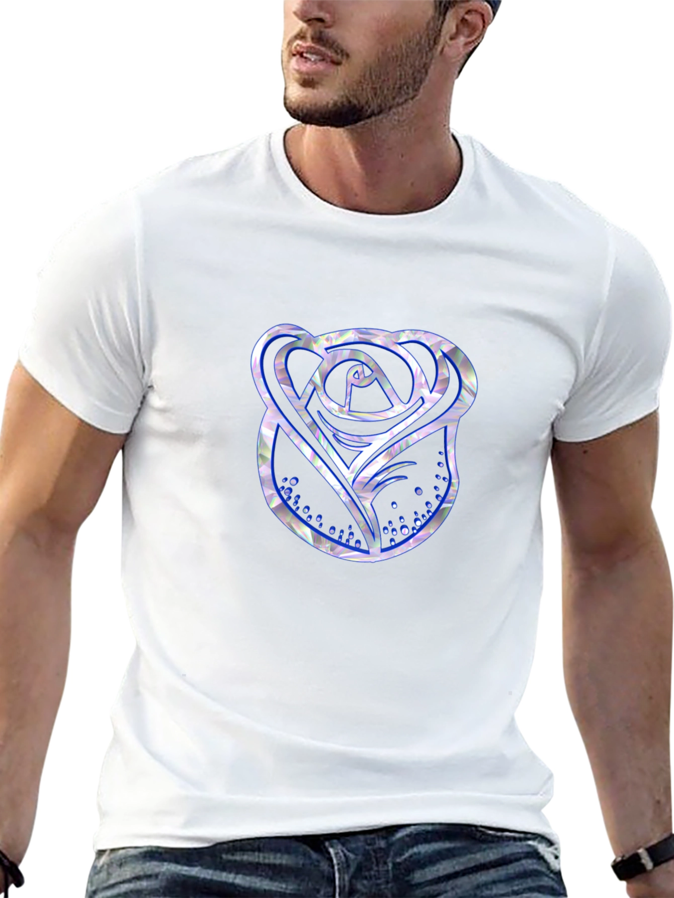 Rose Graphic Print Mens Black T-Shirt