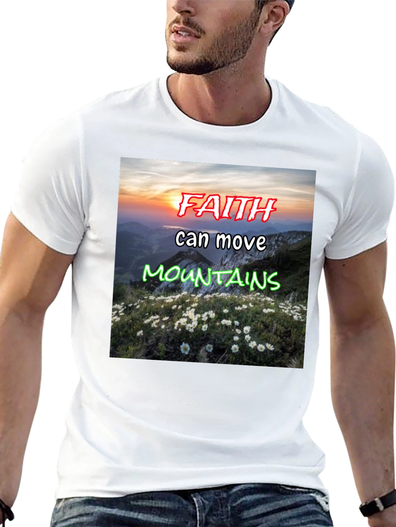 Faith Moves Mountains Black Graphic Tee