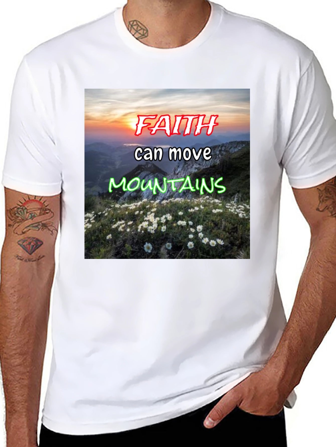Faith Moves Mountains Black Graphic Tee