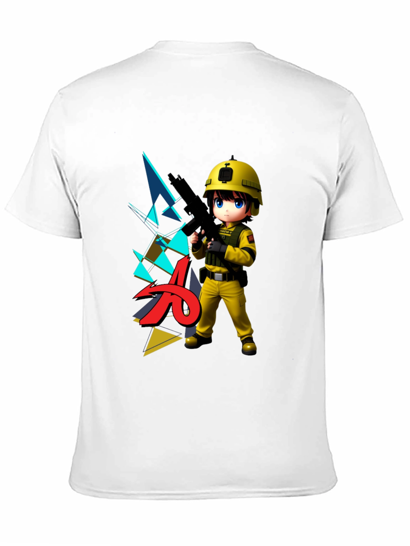 Anime Soldier Graphic Black T-Shirt