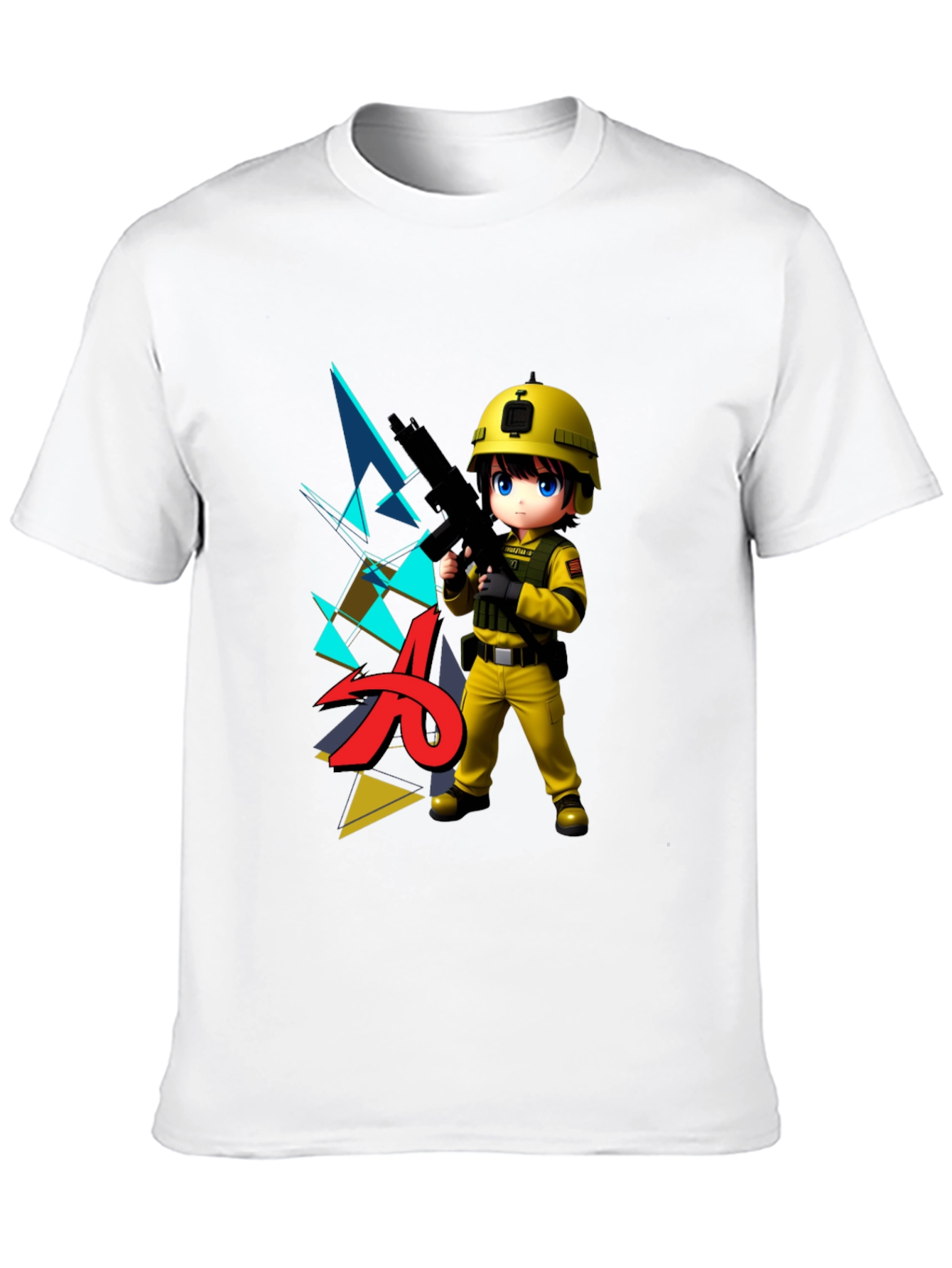 Anime Soldier Graphic Black T-Shirt