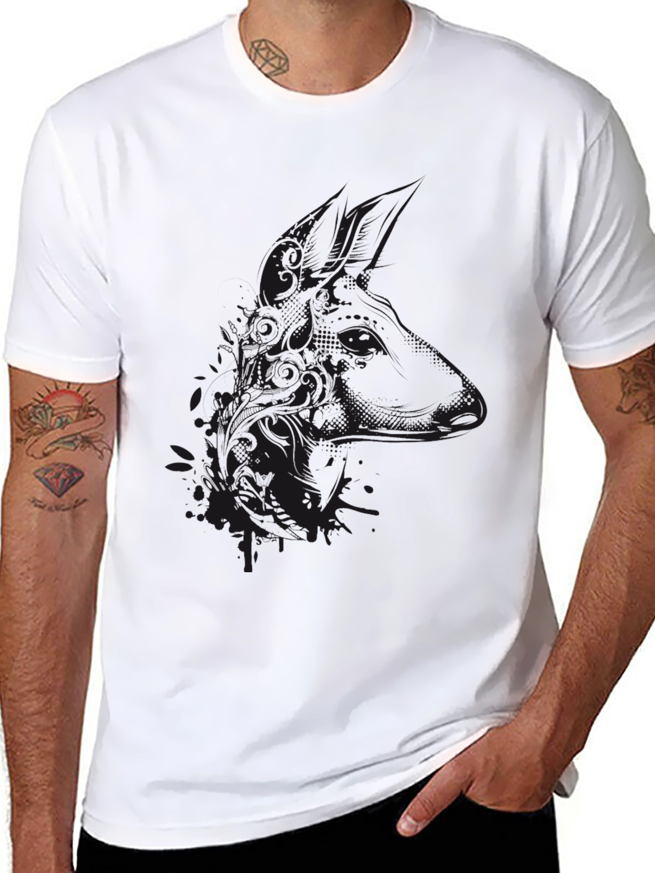 Mens Black Graphic Tee - Casual Style