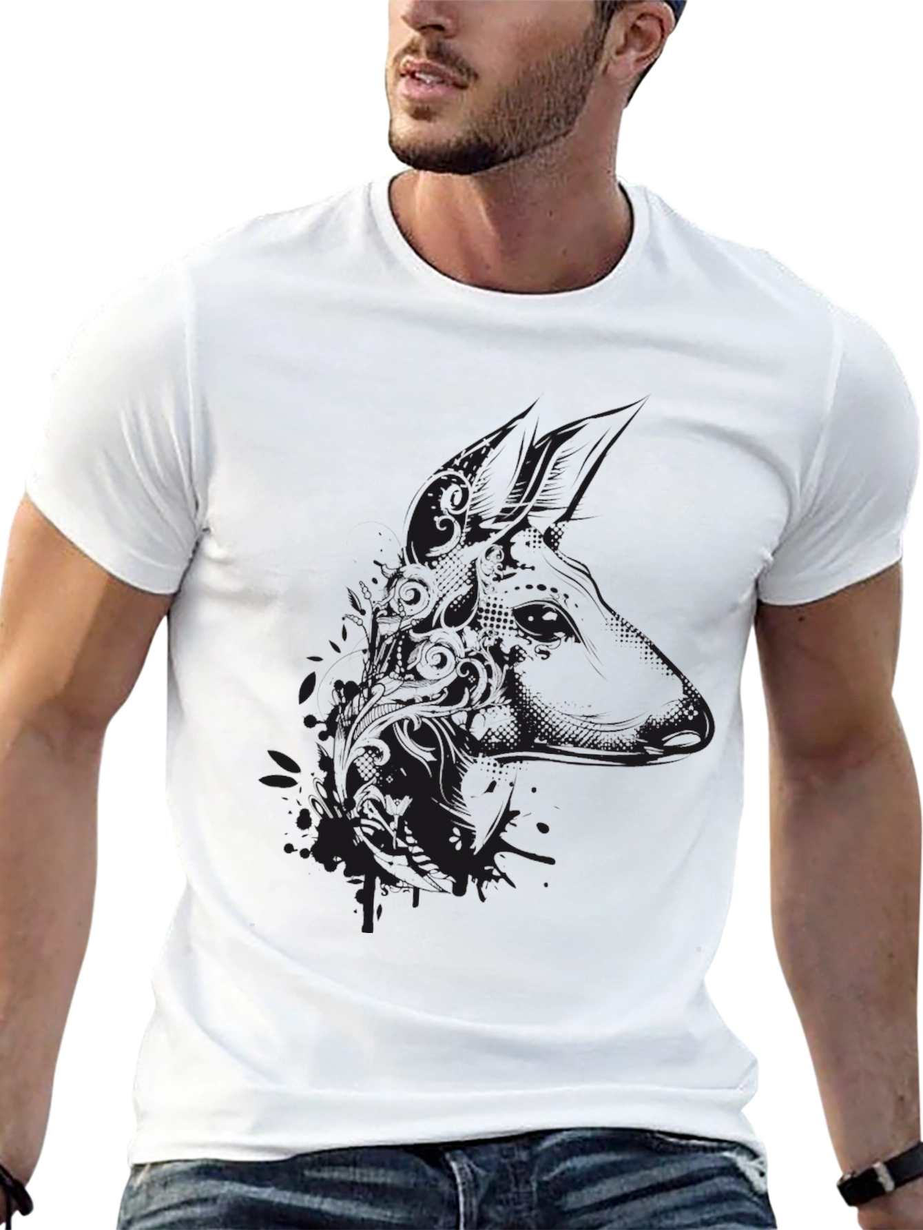 Mens Black Graphic Tee - Casual Style