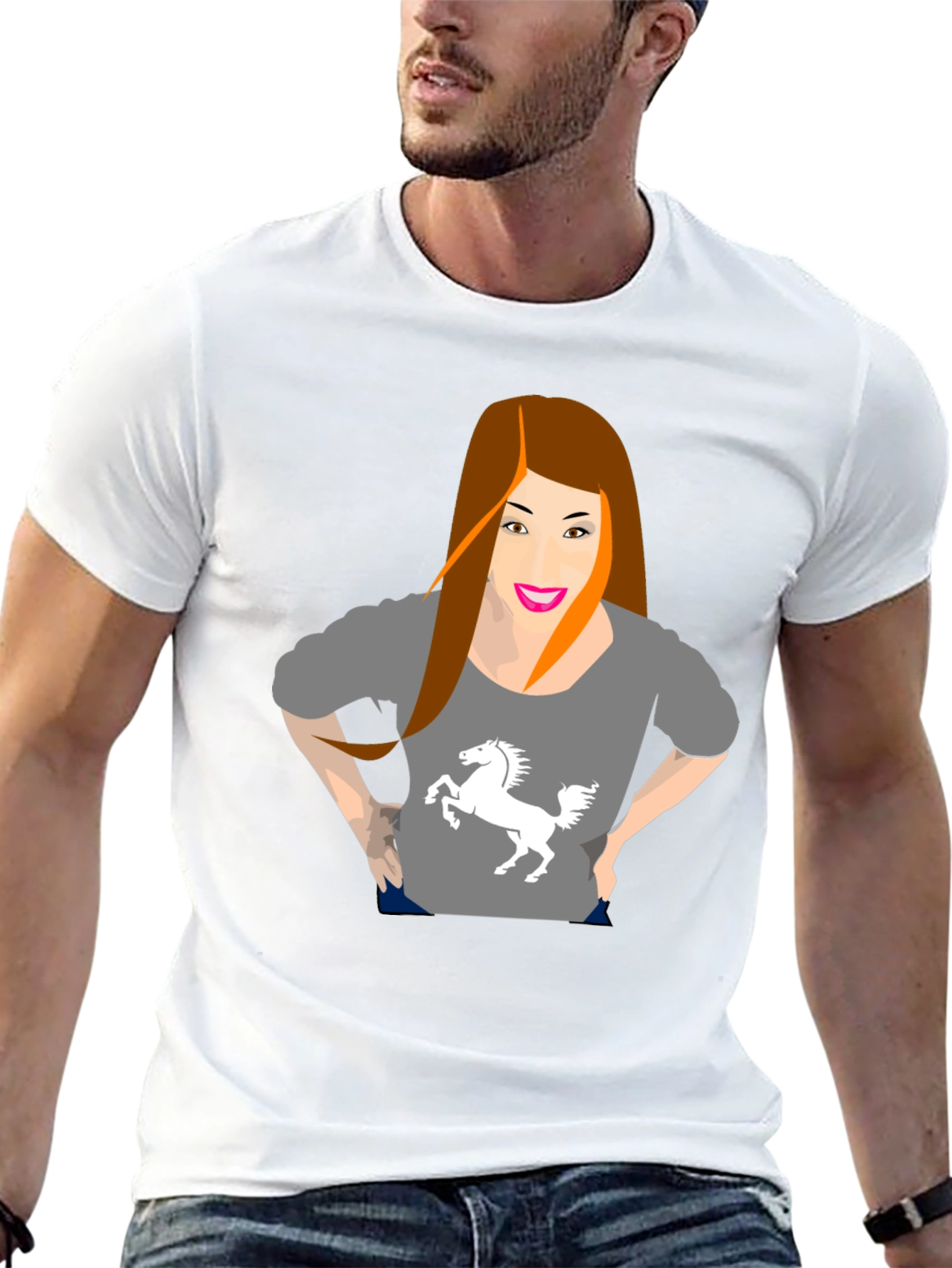 Black T-Shirt with Gray Graphic Tee Print