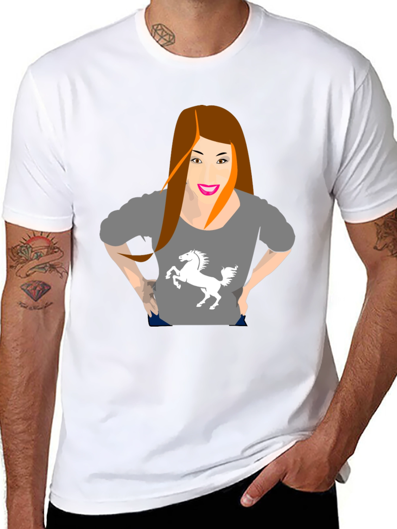 Black T-Shirt with Gray Graphic Tee Print