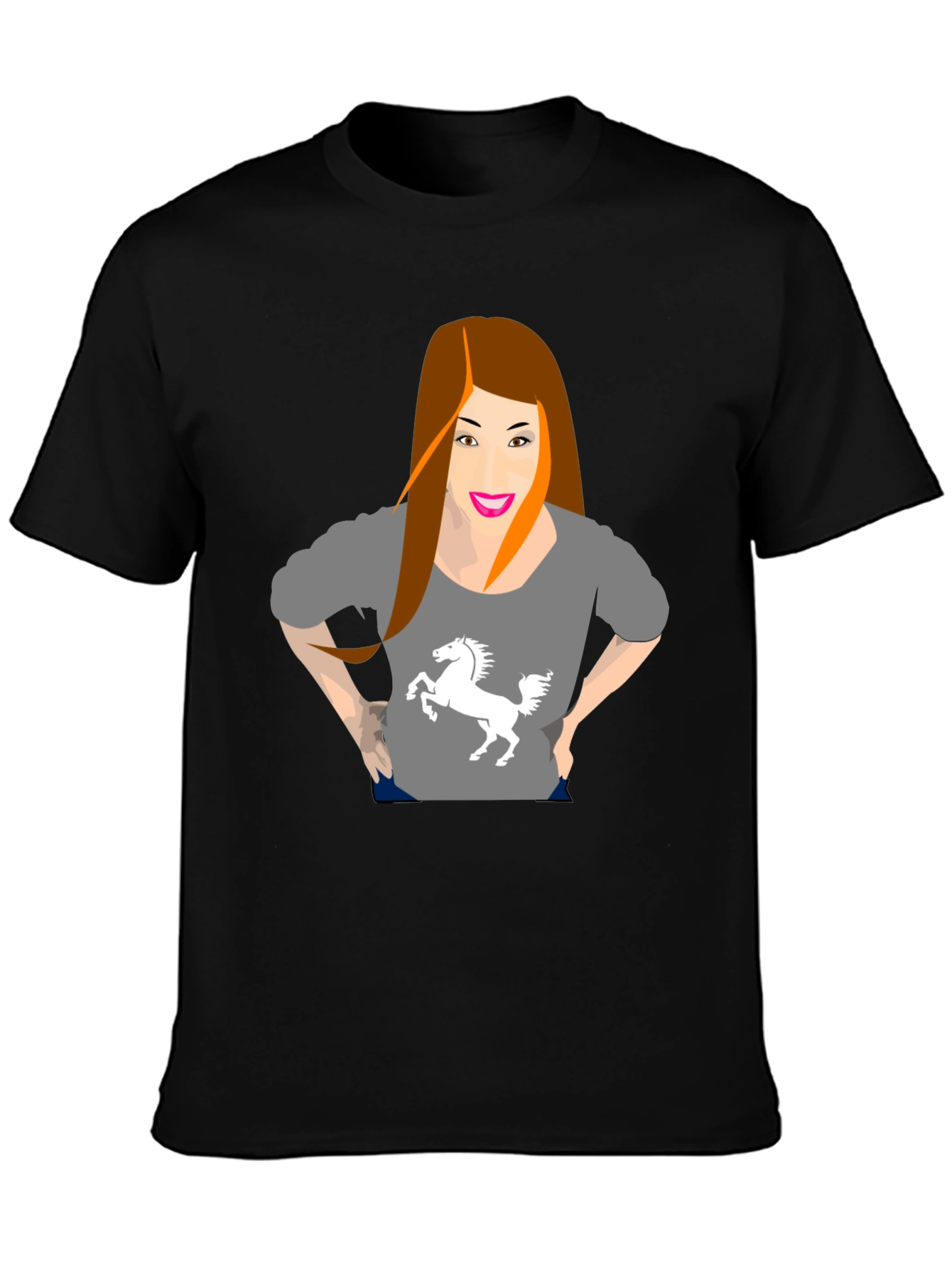 Black T-Shirt with Gray Graphic Tee Print