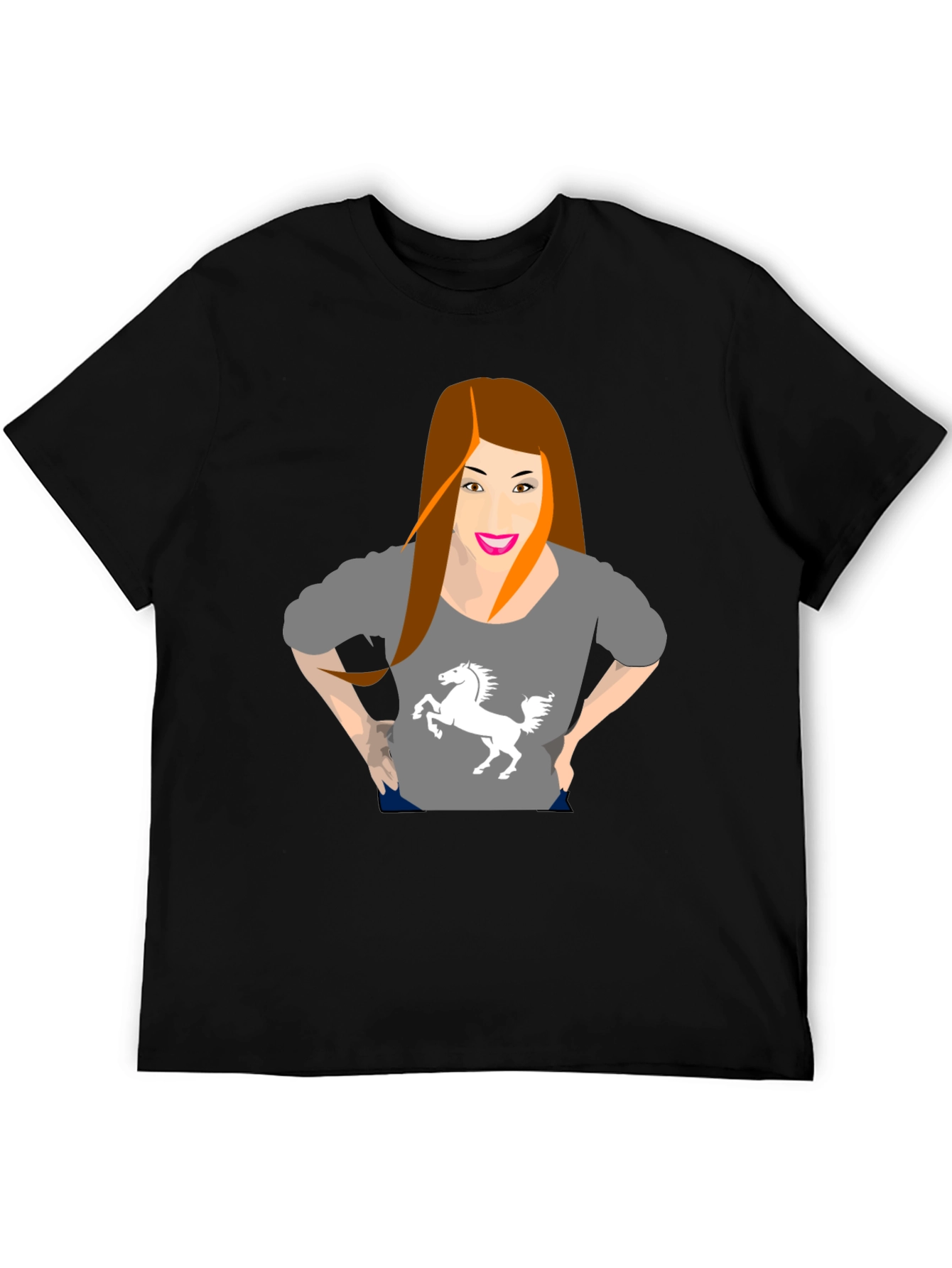 Black T-Shirt with Gray Graphic Tee Print