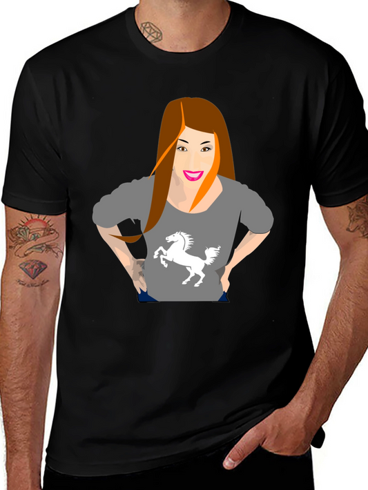 Black T-Shirt with Gray Graphic Tee Print