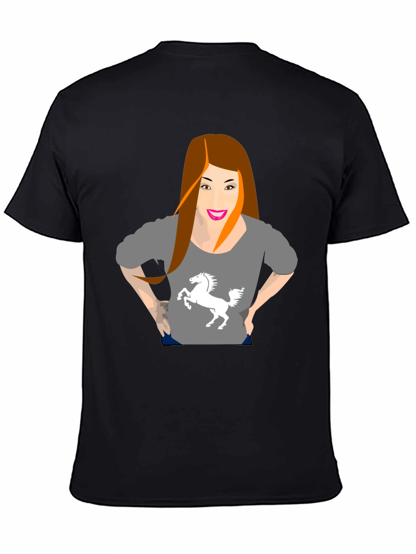 Black T-Shirt with Gray Graphic Tee Print