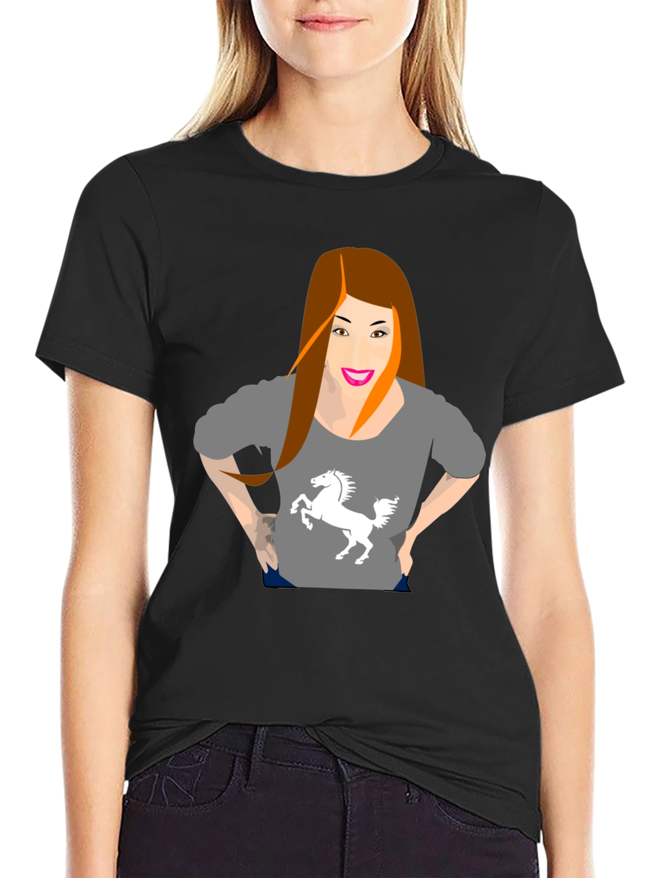 Black T-Shirt with Gray Graphic Tee Print