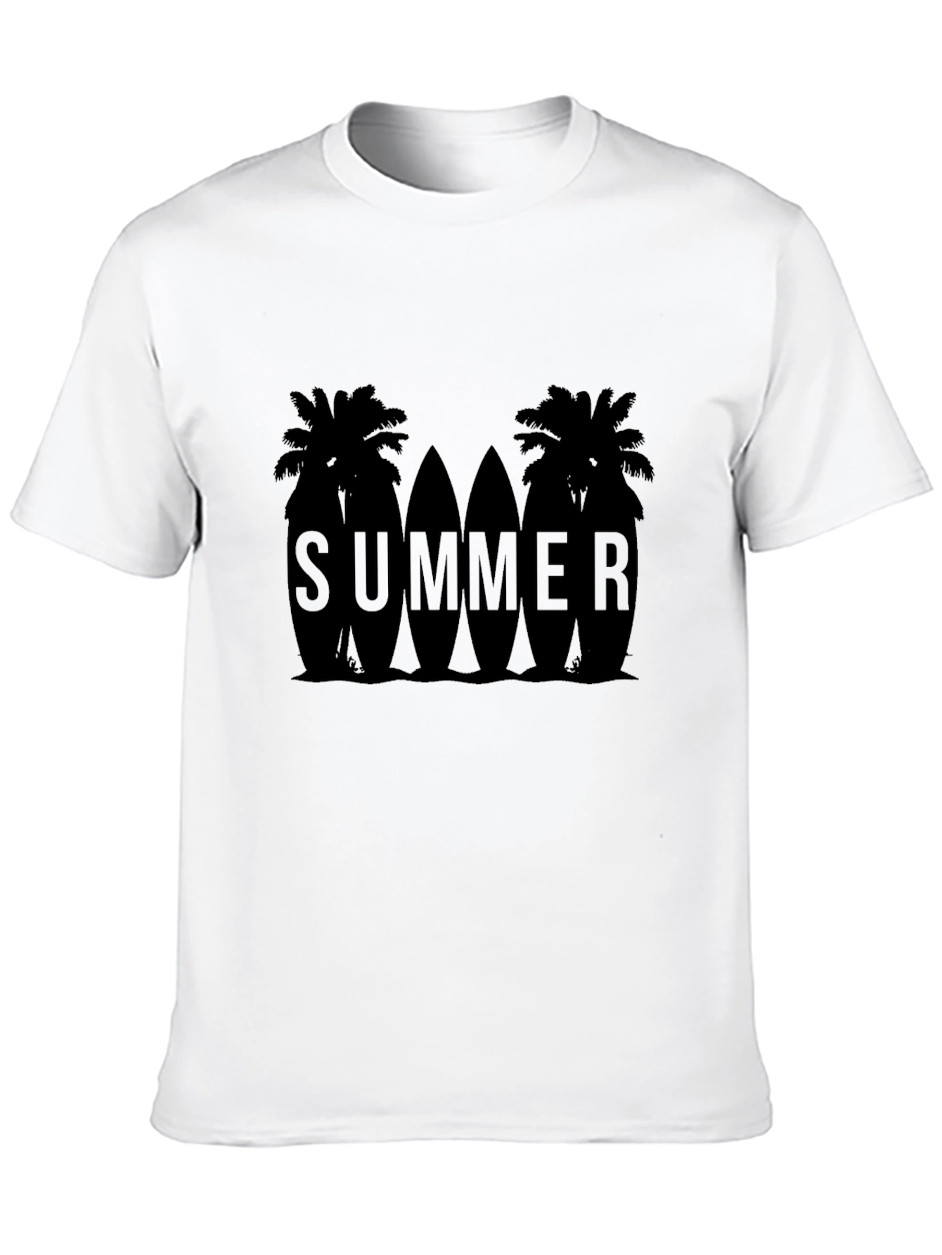 Summer Palms Surfboard Graphic T-Shirt