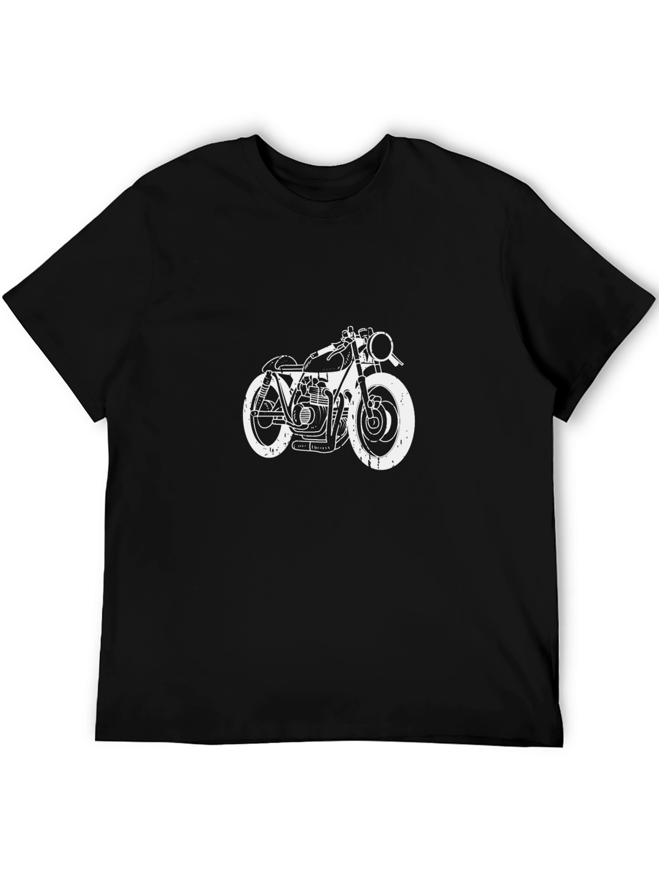 Mens Black T-Shirt with Motorcycle Graphic