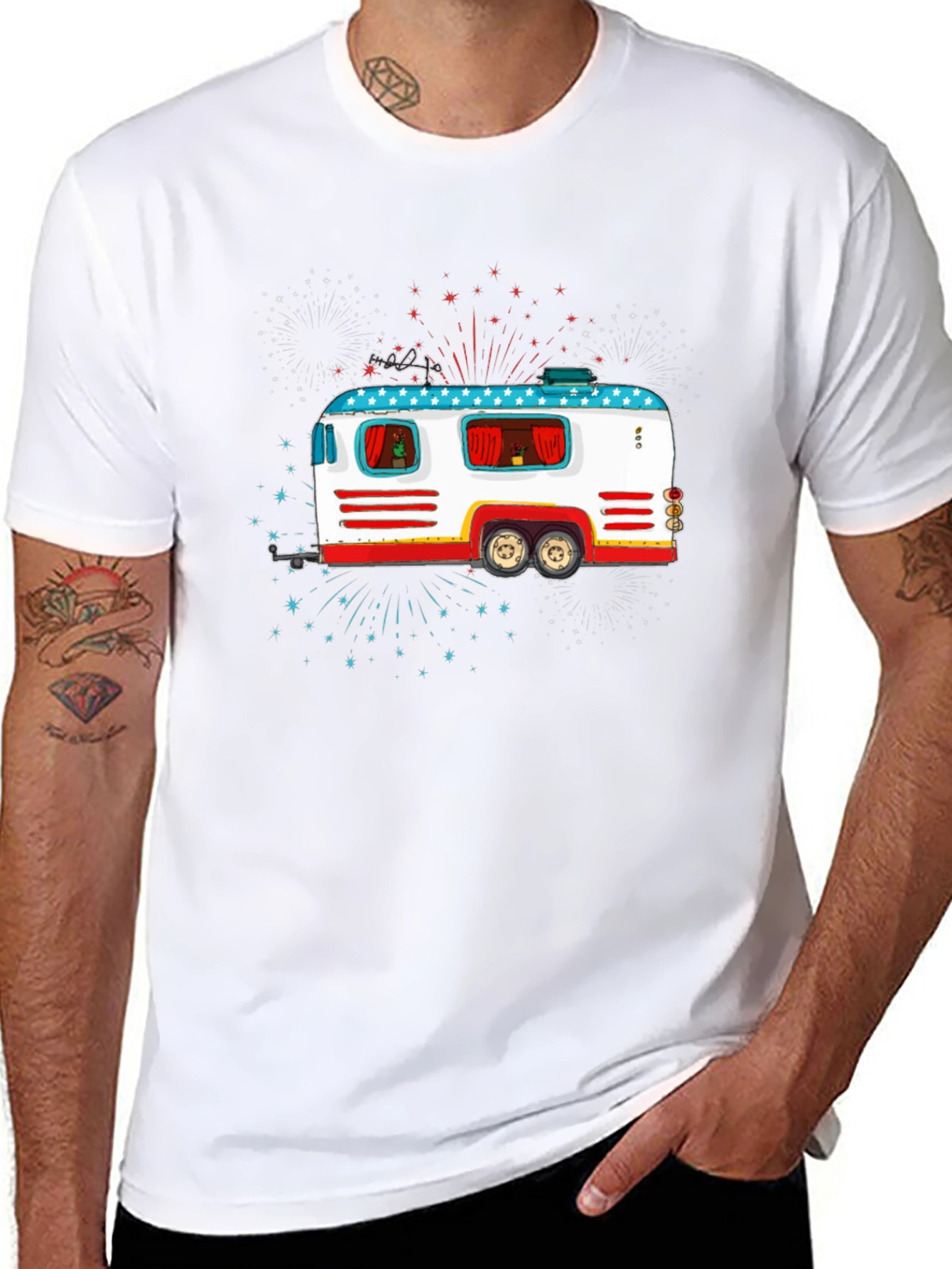 Patriotic Camper Graphic Tee - 4th of July Style