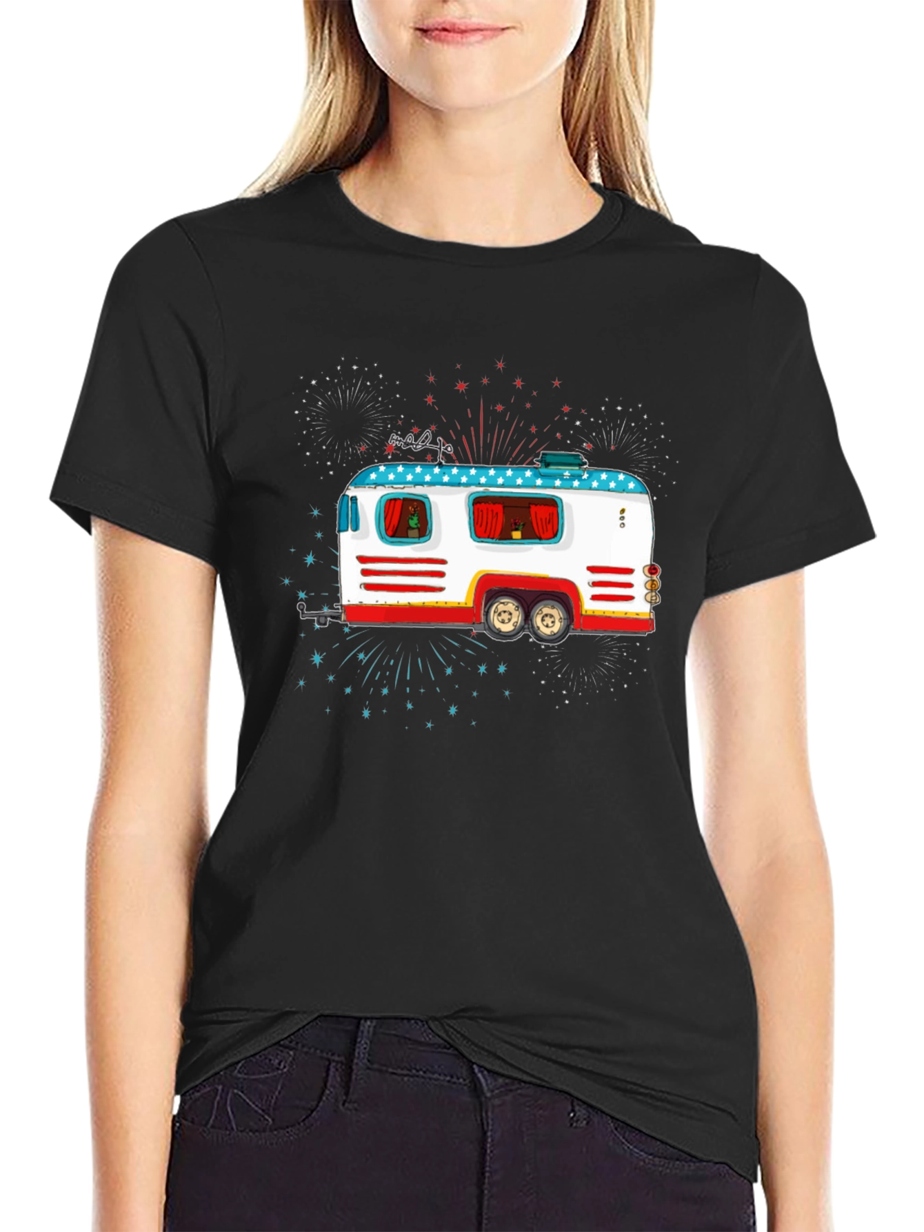 Patriotic Camper Graphic Tee - 4th of July Style