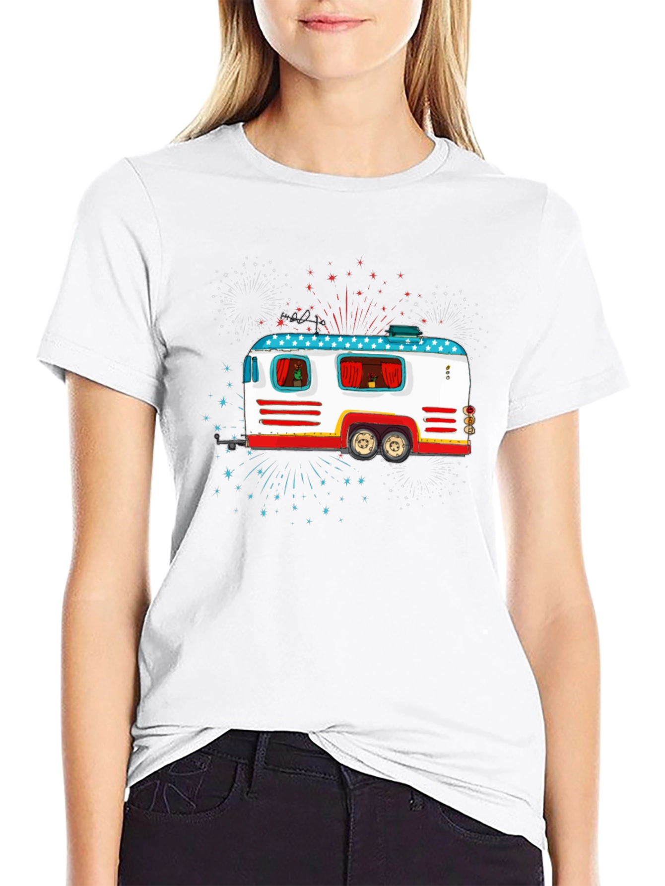 Patriotic Camper Graphic Tee - 4th of July Style