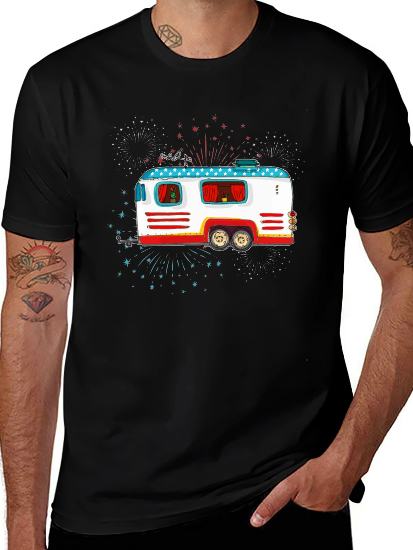 Patriotic Camper Graphic Tee - 4th of July Style
